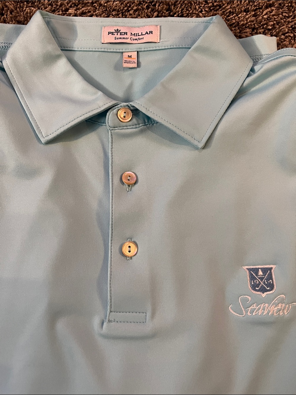 Peter Millar Seaview Polo in Light Blue. Medium.